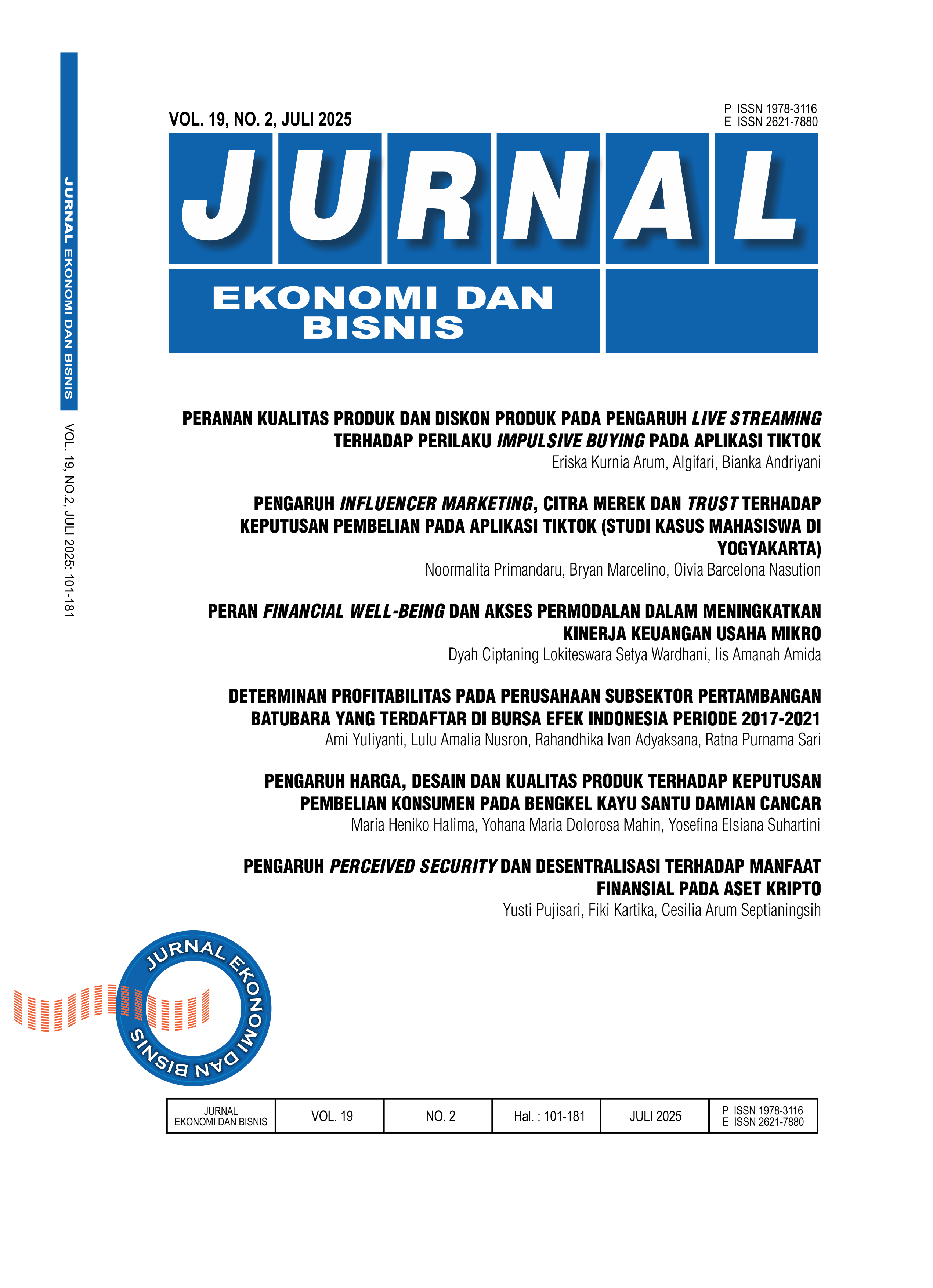 View Vol. 19 No. 2 (2025): JEB Vol 19 No 2 Juli 2025